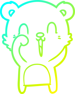 Bir insan tarafından çizilen mutlu çizgi film ayısının soğuk gradyan çizgisi.