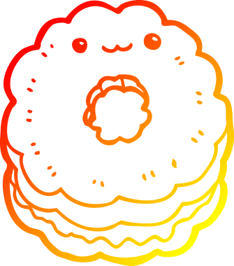 Bir insan tarafından çizilmiş bir bisküvinin sıcak çizgi çizimi