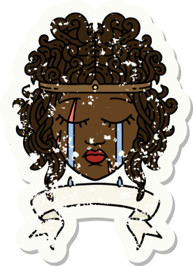 Retro Dövme Tarzı Ağlayan İnsan Barbar Bir insan tarafından çizilmiş pankartıyla