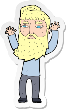 Bir insan tarafından çizilmiş, sakallı bir adamın çıkartması.