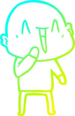 Bir insan tarafından çizilmiş, mutlu, kel bir adamın çizdiği soğuk çizgi.