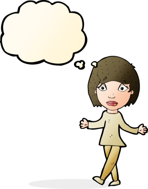 Bir insan tarafından çizilmiş düşünce balonlu bir karikatür.