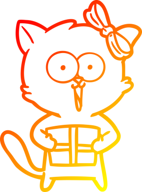 Bir insan tarafından çizilmiş çizgi film kedisinin sıcak çizgi çizimi