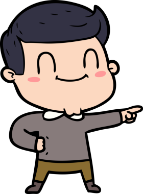 Bir insan tarafından çizilmiş çizgi film dostu bir adam.