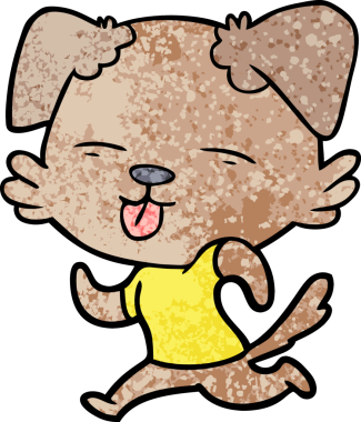 Çizgi film koşu köpeği bir insan tarafından çizilmiş dili dışarı çıkarıyor.