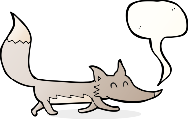 Bir insan tarafından çizilmiş konuşma balonu olan küçük bir kurt.