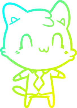 Bir insan tarafından çizilen mutlu çizgi bir kedinin soğuk gradyan çizimi