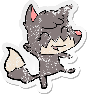 Bir insan tarafından çizilmiş mutlu bir tilkinin sıkıntılı çıkartması.