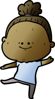 Bir insan tarafından çizilmiş mutlu yaşlı kadın çizgi filmi.