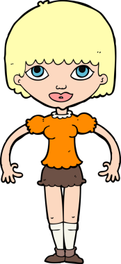 Bir insan tarafından çizilmiş karikatür kızı.