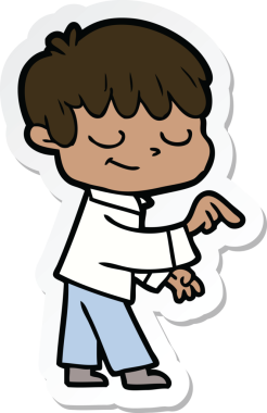 Bir insan tarafından çizilmiş mutlu bir çocuğun çıkartması.