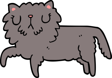 Bir insan tarafından çizilmiş çizgi film kedisi.