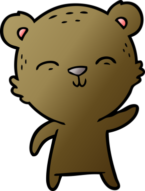 Bir insan tarafından çizilmiş mutlu çizgi film ayısı.