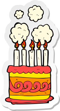 Bir insanın çizdiği doğum günü pastasının çıkartması.