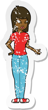 Bir insan tarafından çizilmiş bir karikatür kadının gerilimli çıkartması.