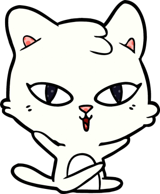 Bir insan tarafından çizilmiş çizgi film kedisi.