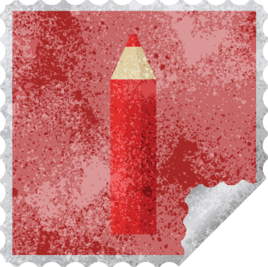 kırmızı renkli kalem kare etiketi bir insan tarafından çizilmiş.