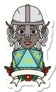 Bir insan tarafından çizilmiş doğal 20 zarlı bir elf savaşçısı çıkartması.