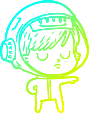 Bir insan tarafından çizilmiş soğuk gradyan çizgili astronot kadın çizimi.