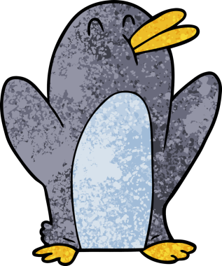 bir insan tarafından çizilmiş penguen çizgi filmi