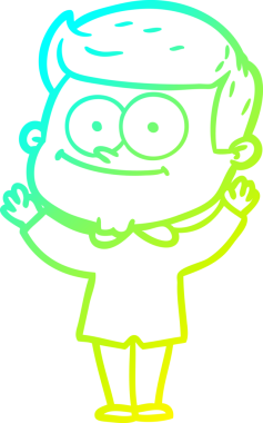 Bir insan tarafından çizilmiş mutlu bir adamın soğuk çizgi çizimi.