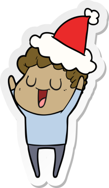 Bir insan tarafından çizilmiş Noel Baba şapkası giymiş bir adamın gülen el yazısı.