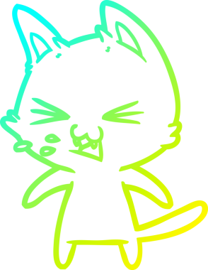 Bir insan tarafından çizilen çizgi film kedisinin soğuk gradyan çizimi