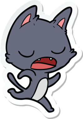 Bir insan tarafından çizilmiş konuşan kedi karikatürü.