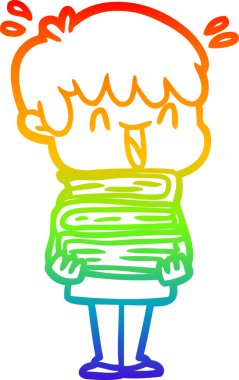 Gökkuşağının gradyan çizimi bir insan tarafından çizilmiş bir çizgi film karakteri.