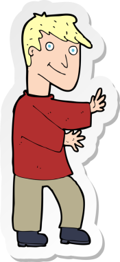 Bir insan tarafından çizilmiş mutlu bir adamın çıkartması.