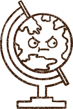 Bir insan tarafından çizilen Coğrafya Küresi Kömür Çizimi