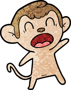 Bir insan tarafından çizilmiş bağıran çizgi maymun.