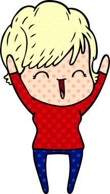 Bir insan tarafından çizilmiş gülen kadın çizgi filmi.