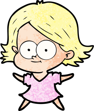 Bir insan tarafından çizilmiş mutlu çizgi film kızı.