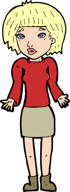 Bir insan tarafından çizilmiş omuz silken çizgi filmdeki kadın.