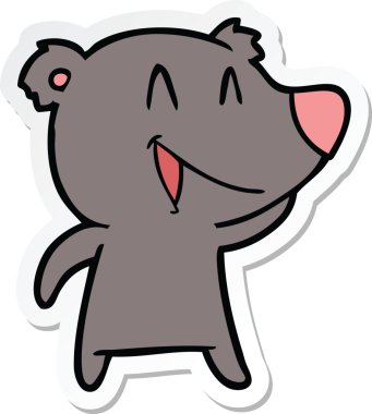 Bir insan tarafından çizilmiş, gülen ayı çizgi filminin çıkartması.