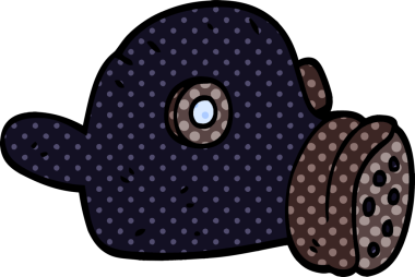 Bir insan tarafından çizilmiş gaz maskesi.