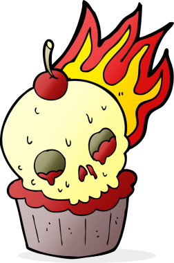 Cadılar Bayramı pastası bir insan tarafından çizilmiş.