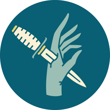 Bir insanın eline çizdiği hançerin ikonik dövme şekli.