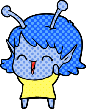 Bir insan tarafından çizilmiş uzaylı kız.