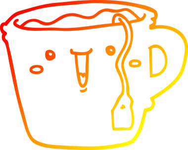 Bir insan tarafından çizilmiş bir kahve fincanının sıcak çizgi çizimi.