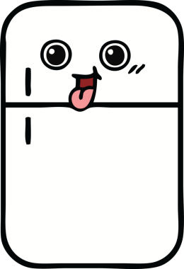 Bir insan tarafından çizilmiş buz dolabı karikatürü.