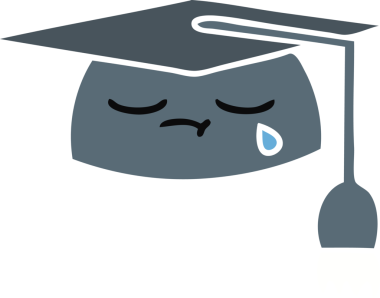 Bir insanın çizdiği mezuniyet şapkasının düz renkli retro karikatürü.