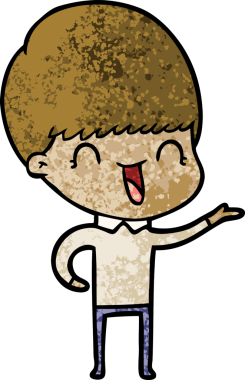 Bir insan tarafından çizilmiş mutlu çizgi film çocuğu.