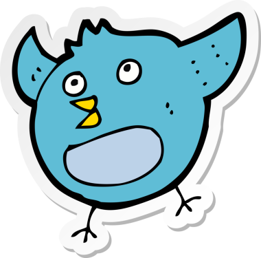 Bir insan tarafından çizilmiş mutlu bir kuşun çıkartması.