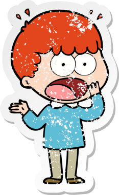 Bir çizgi filmin sıkıntılı çıkartması şok olmuş bir adamın bir insan tarafından çizilmiş nefesi.