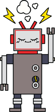 Bir insan tarafından çizilmiş dans eden bir robot çizimi.