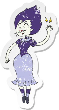 Bir insan tarafından çizilmiş vampir bir kızın gerilimli çıkartması.