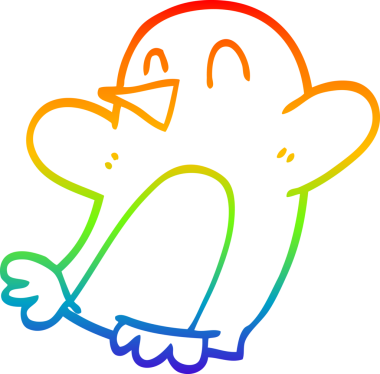 Bir insan tarafından çizilmiş dans eden penguen çizgi çizimi.