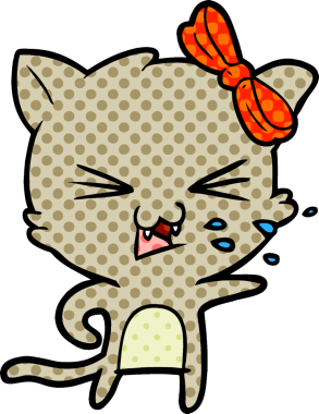 Bir insan tarafından çizilmiş çizgi film kedisi.